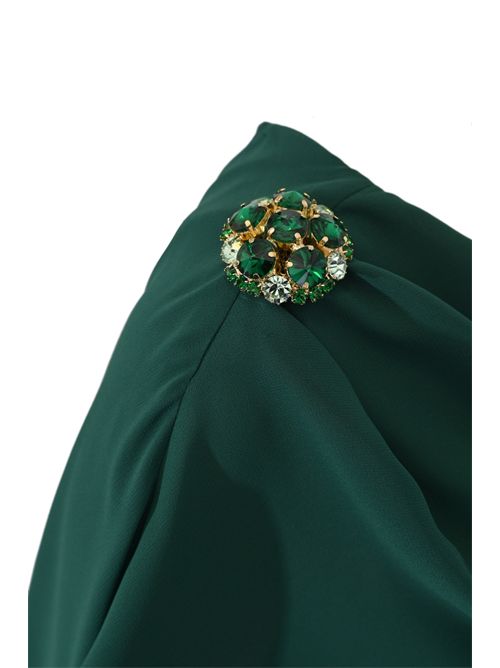 Abito lungo in crepe con collo a mantella GIANNI MOLARO | A2605VERDE